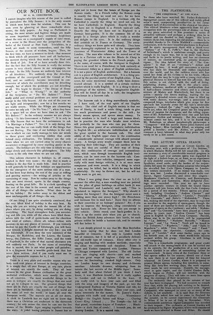 september 30 1905 the first GK note book for ILN